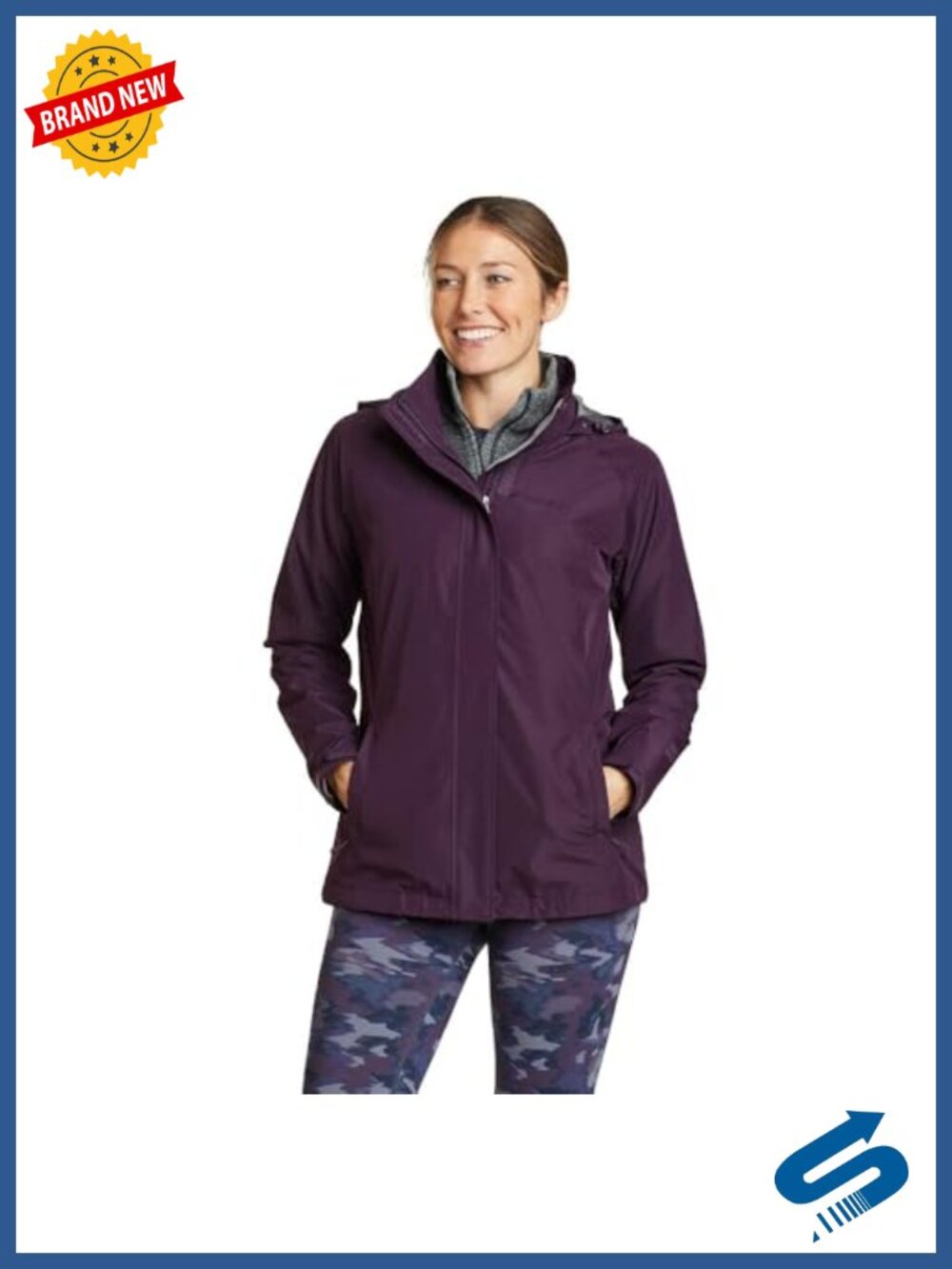 Women's Waterproof Hooded Packable Rain Jacket Recycled Polyester